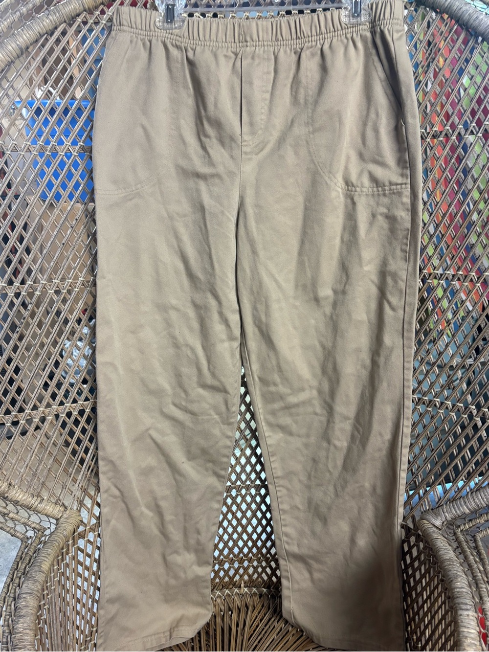 White Stag Women's Tan Elastic-Waist Straight Pants